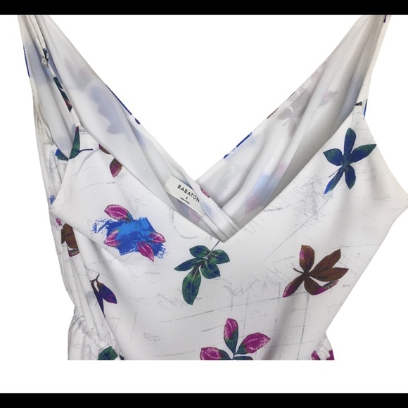 ARITZIA Babaton Casimir Spaghetti Strap Floral Dress With V Cut Ivory Size Small - Picture 7 of 8